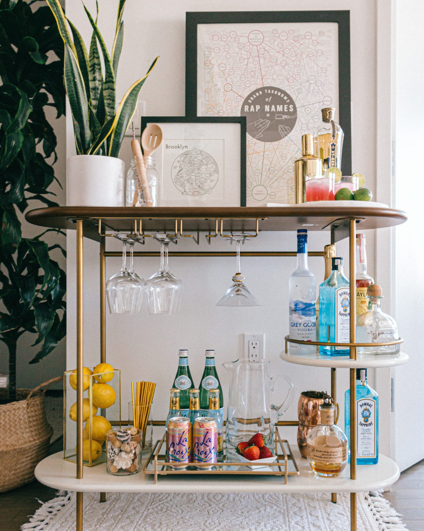 bar cart mid century modern styling trendy apartment 